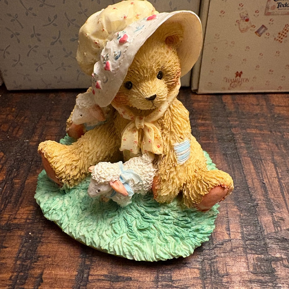 Charming Teddy Bear Figurine with Lamb -Charity